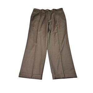Mantoni Milan Italy Mens 38X28 Brown Super 150S Virgin Wool Pleated Cuffed Pants